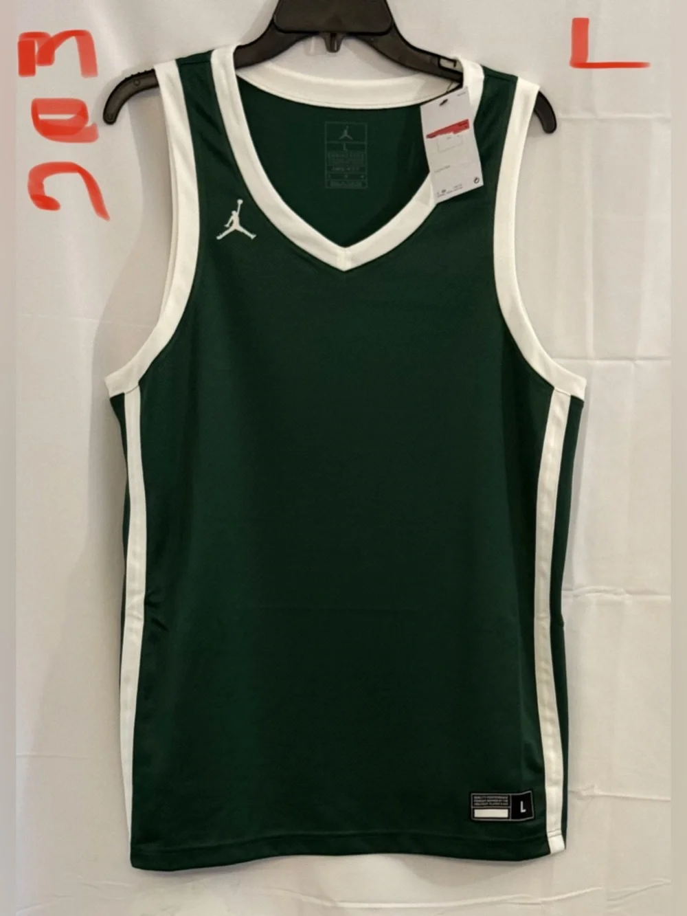 Jordan Men’s Green and White Basketball Tank Top